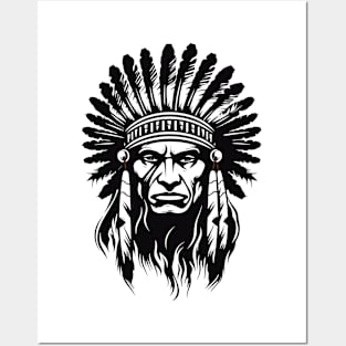 American Native Indian Brave Warrior Inspiration People Vector Graphic Posters and Art